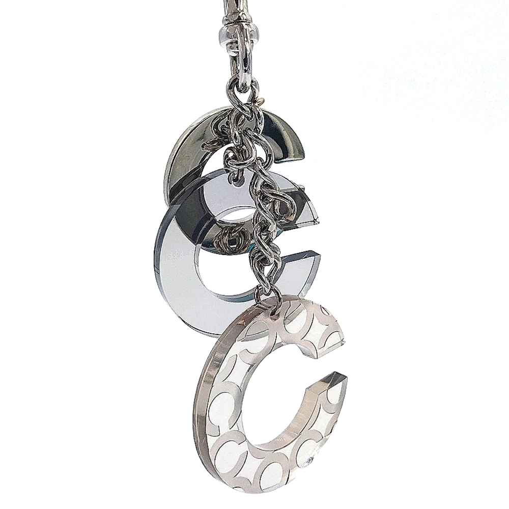 READ! Large COACH Triple C Trigger Snap Keychain Fob Purse Charm
